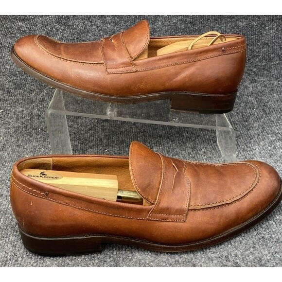Frye Mens 10 D Cognac Tan Leather Penny Loafers Moc Toe Dress Shoes Mexico 4001 main image 10